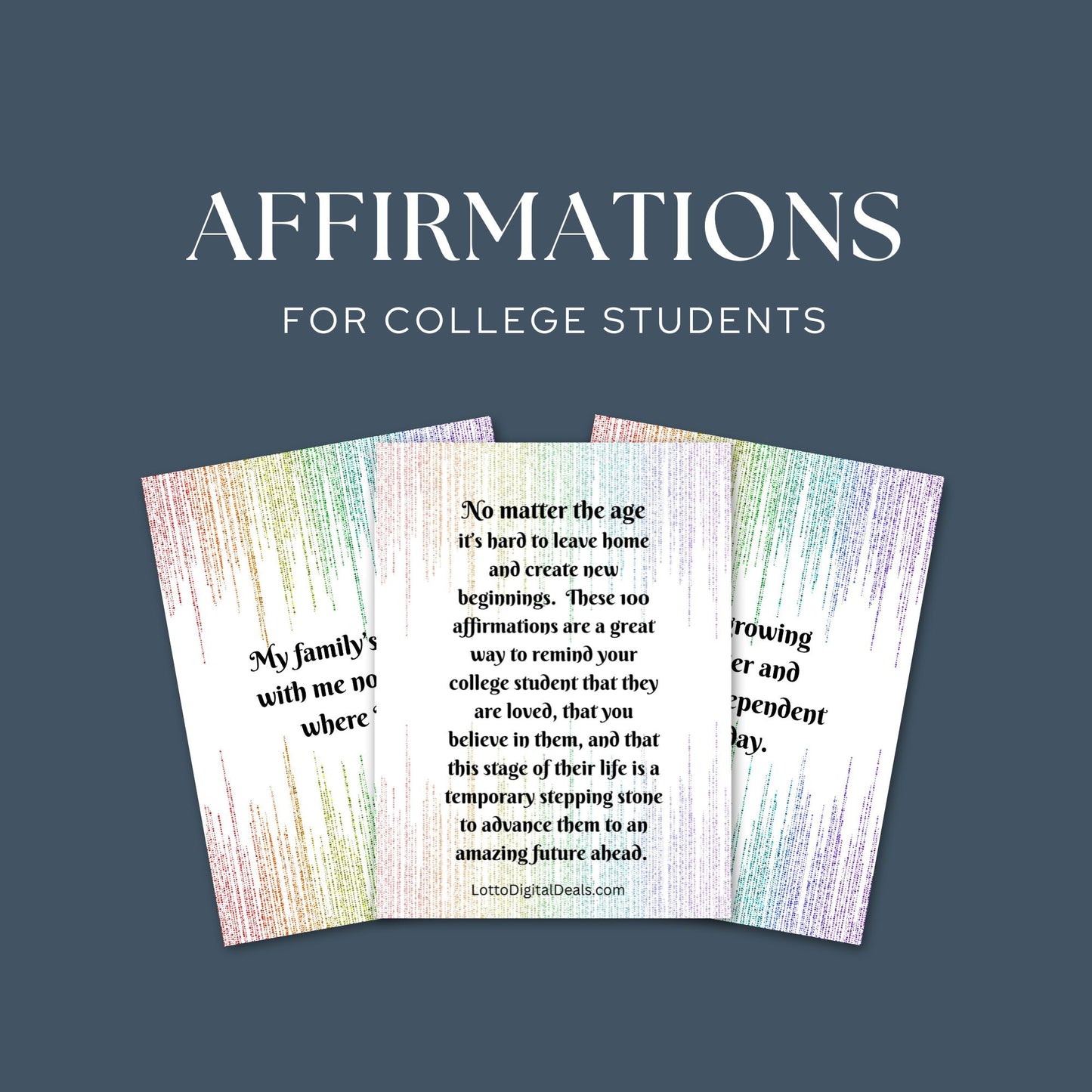 100 College Affirmation Cards-designed to help your student build Confidence, Comfort & Calm, Freshman Year and Beyond