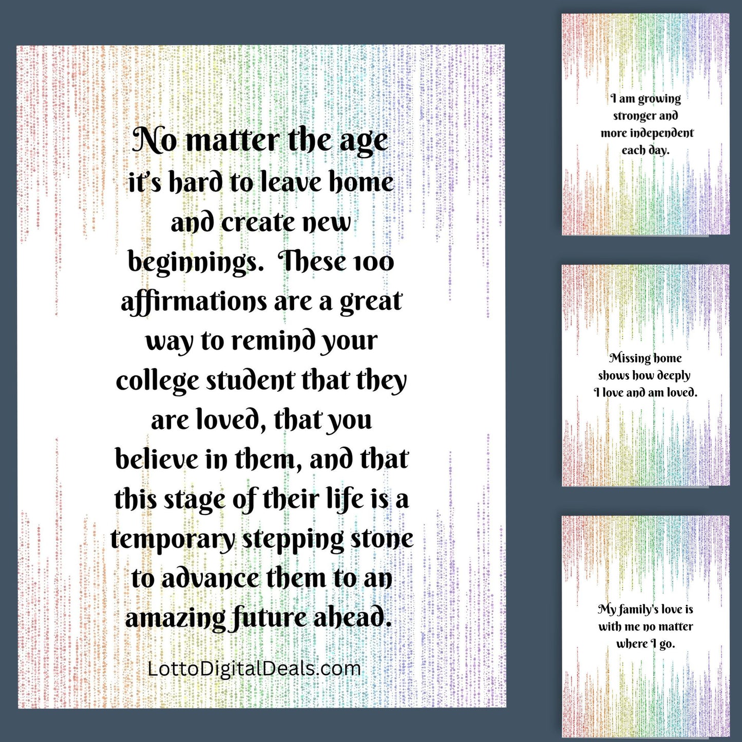 100 College Affirmation Cards-designed to help your student build Confidence, Comfort & Calm, Freshman Year and Beyond