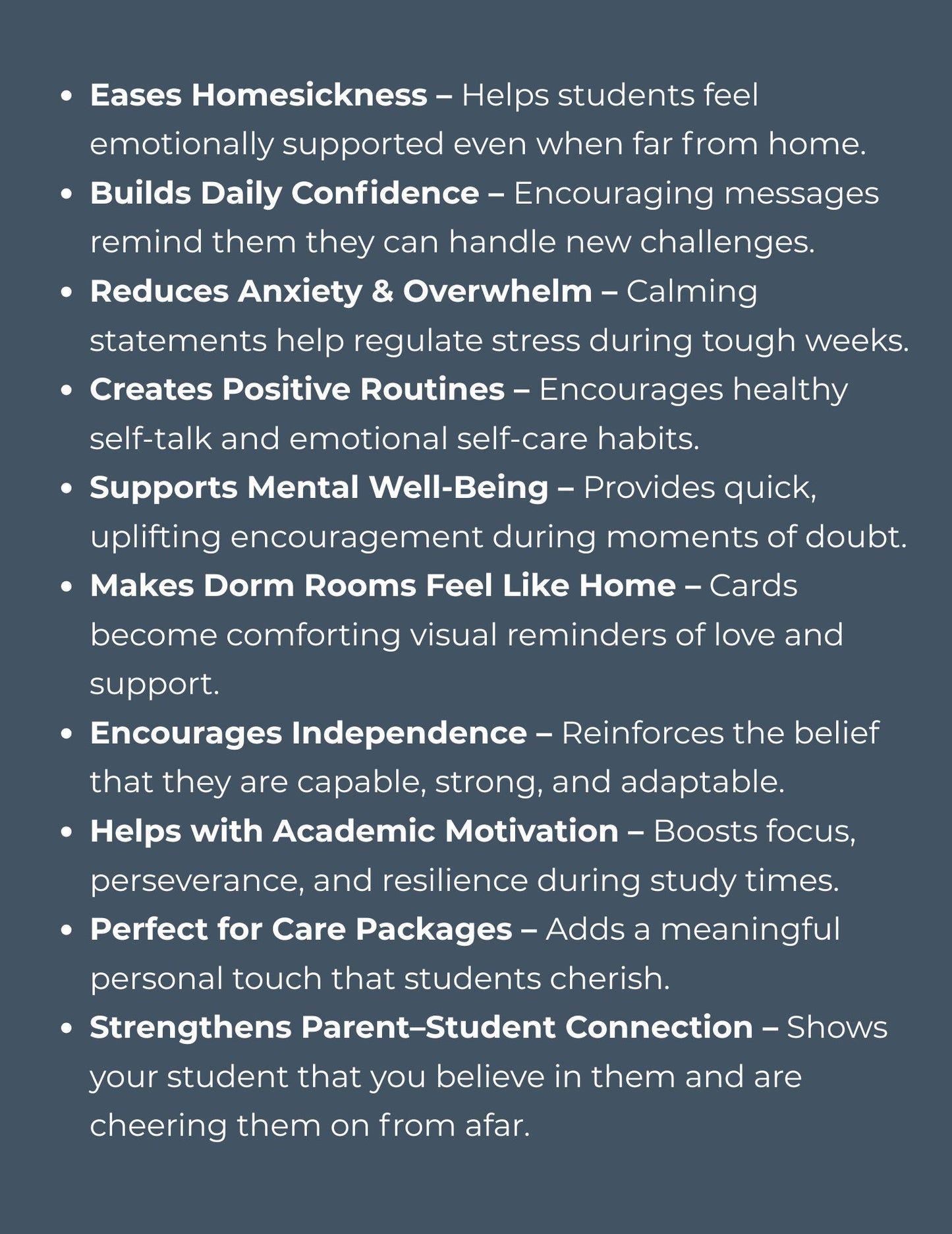 100 College Affirmation Cards-designed to help your student build Confidence, Comfort & Calm, Freshman Year and Beyond