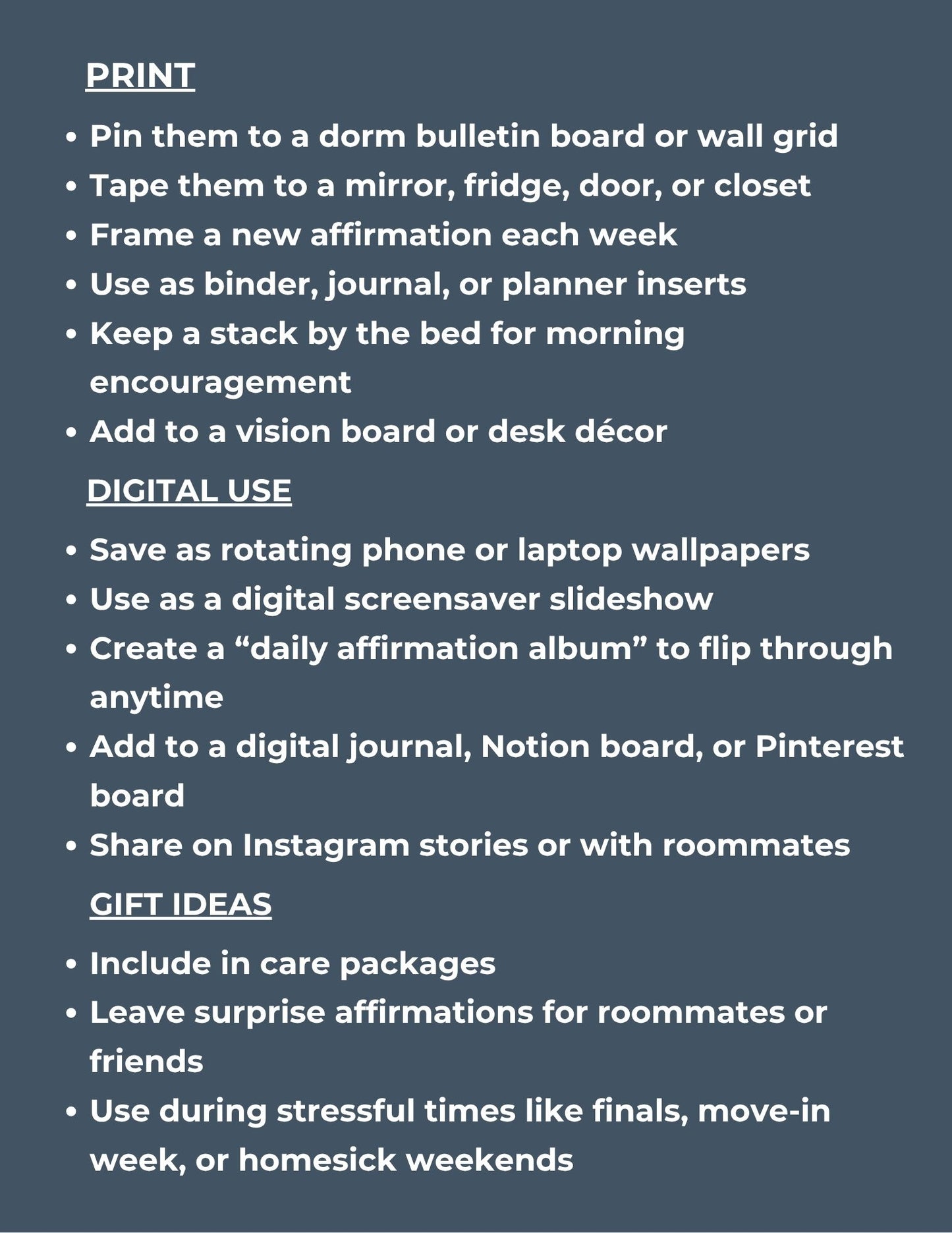 100 College Affirmation Cards-designed to help your student build Confidence, Comfort & Calm, Freshman Year and Beyond