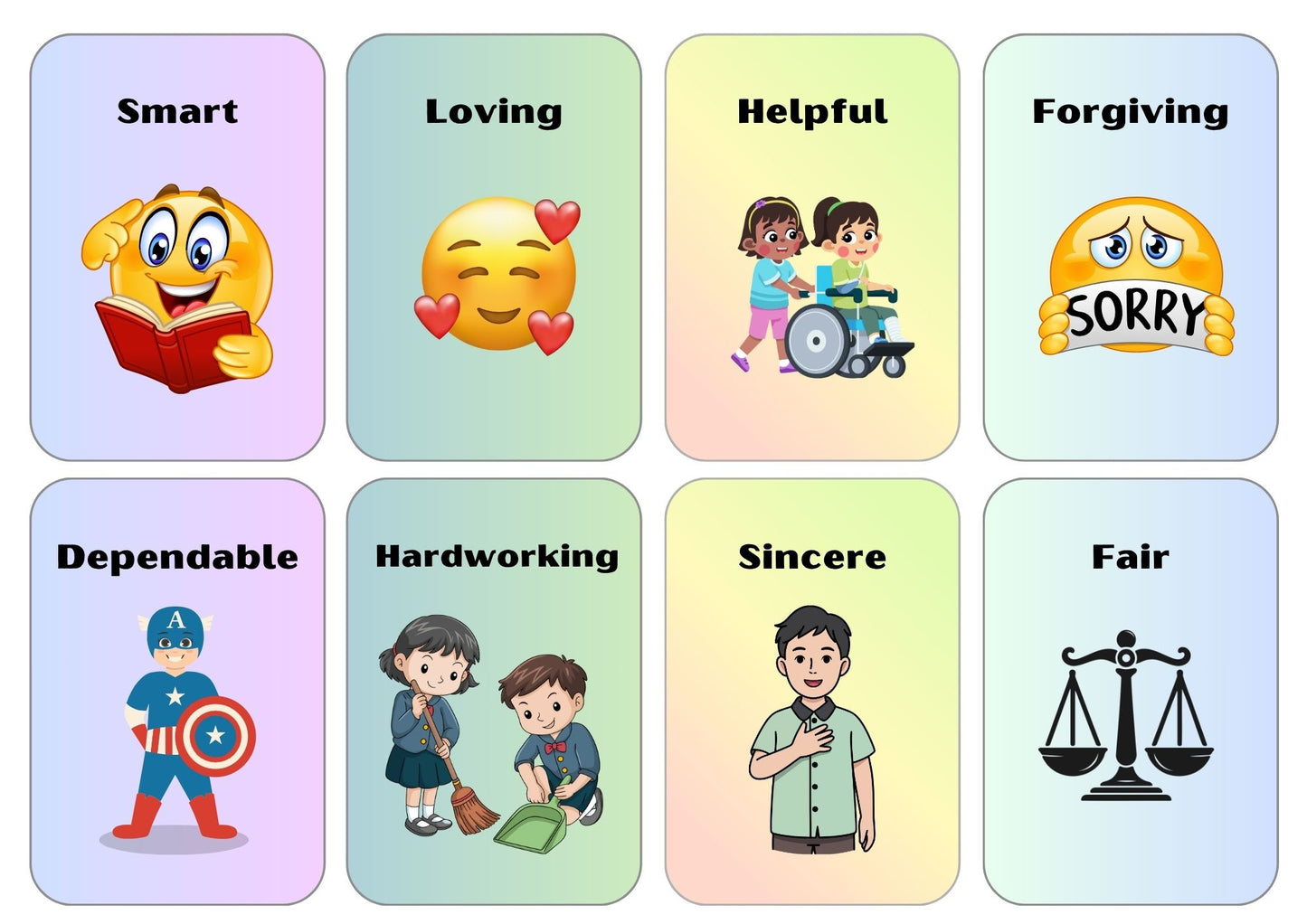 Memory Match Positive Affirmation Words help build your child's confidence and character